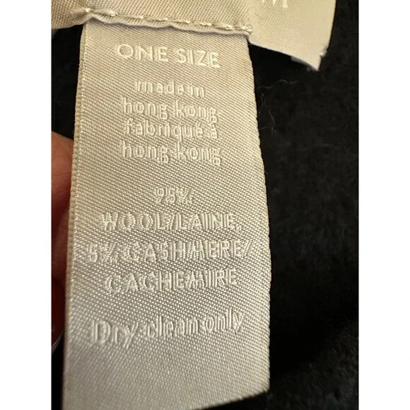 Nordstrom womens black sleeveless cashmere and wool mock neck style poncho - Picture 9 of 10